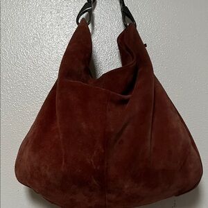 Kenneth Cole New York Rich Brown Suede Hobo Bag